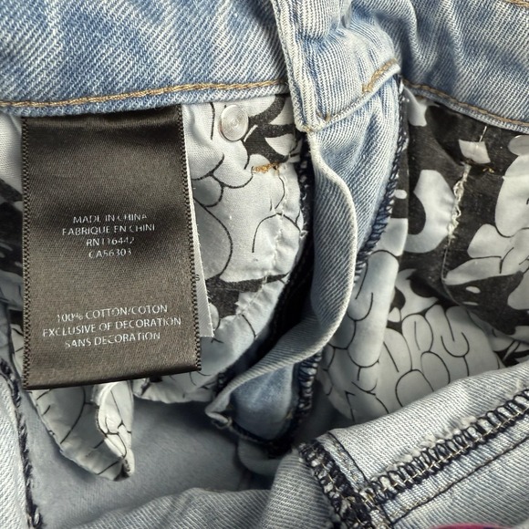 Y2K Empyre Jeans‎ Men's 2 Blue Baggy Distressed Graffiti Patch Mid Rise Denim - Picture 5 of 13